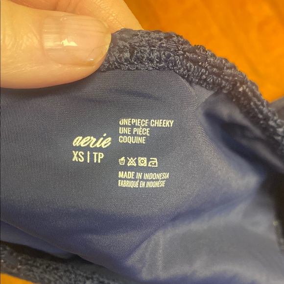 Chic Aerie Navy Lace Cutout High-cut Swimsuit - Picture 3 of 3